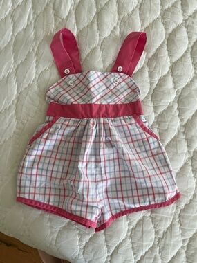 The Beaufort Bonnet Company Pink Plaid Strap Romper